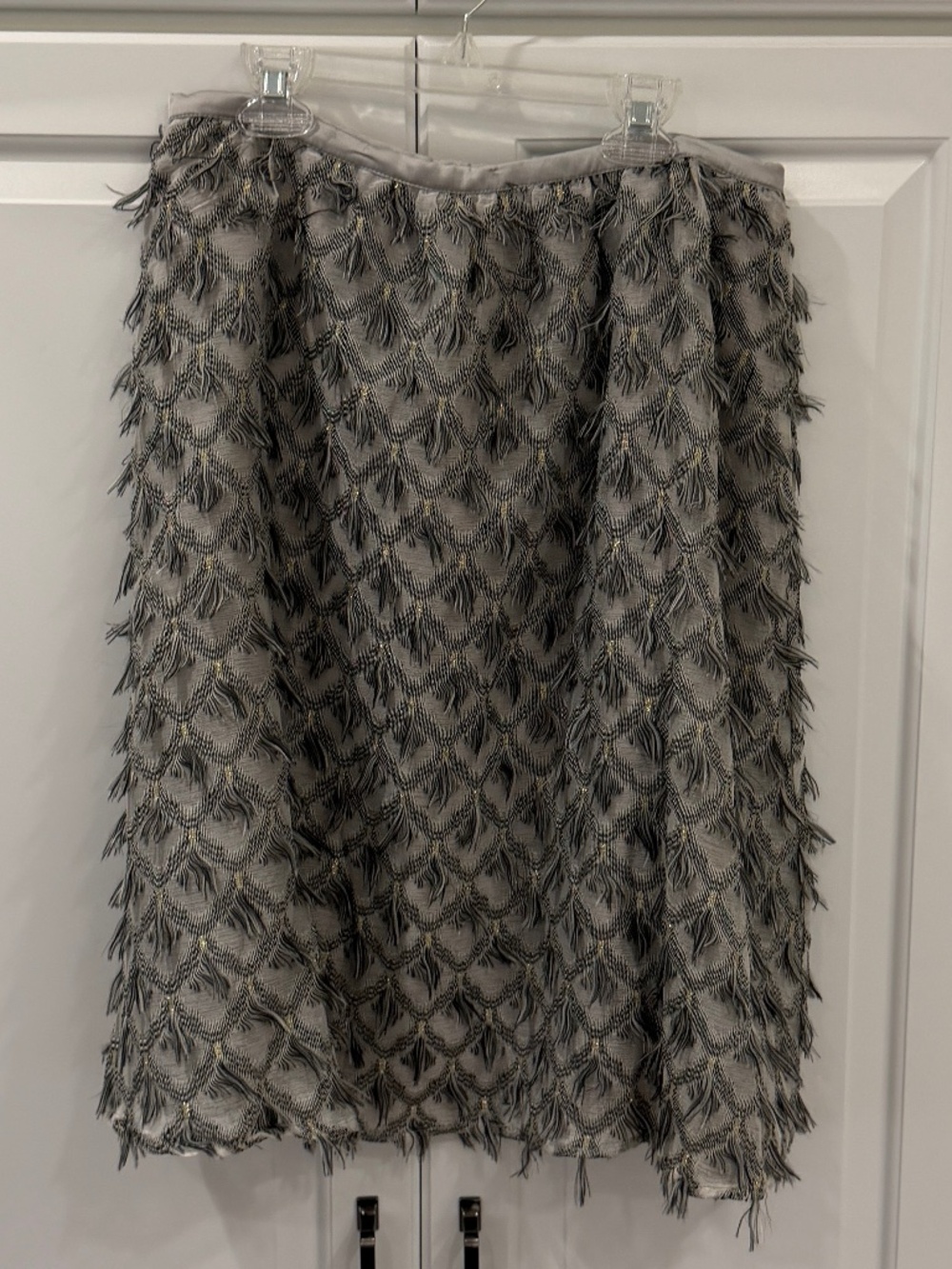 Anthropologie Silver Eyelash Metallic A-Line Skirt - Size M